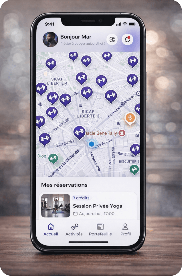 Cuberfit mobile app interface showing activity selection